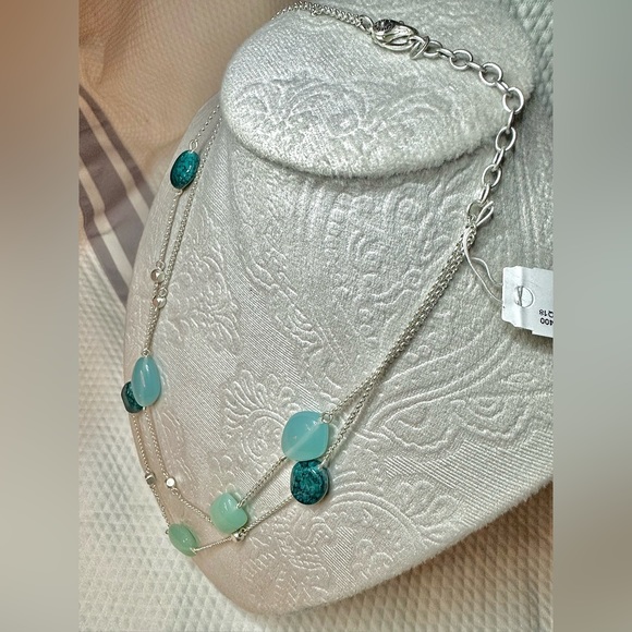 MONET Double Stranded Beaded Necklace with Silver Toned Chain - Picture 5 of 12